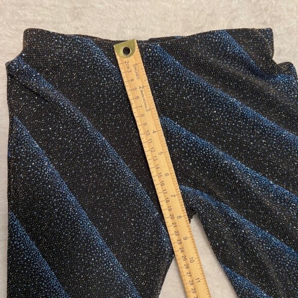 Hi Sense Womens Black Blue Glitter Pull On Low Rise Wide Leg Pants 70s 90s Sz SM - Picture 8 of 9
